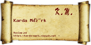 Karda Márk névjegykártya
